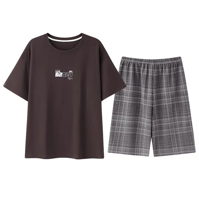 好福份 休闲舒适短袖薄款家居服可外穿睡衣套装 男款 图片色