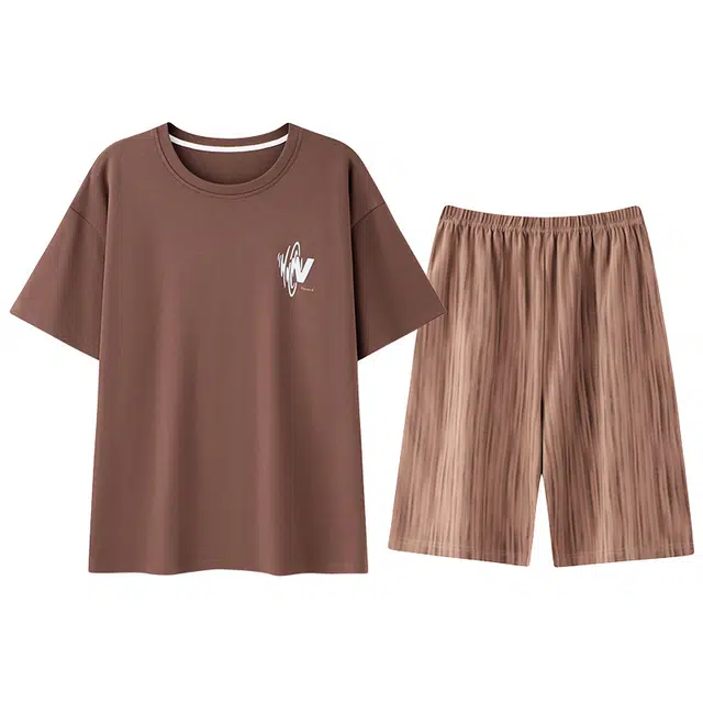 好福份 休闲舒适短袖薄款可外穿家居服睡衣套装 男款 图片色