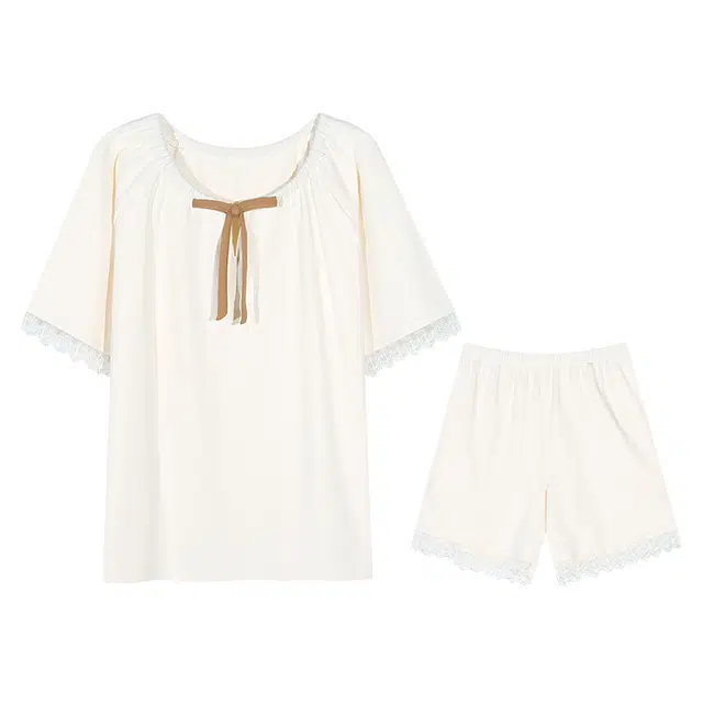 兰缪 带胸垫短袖薄款防凸点家居服睡衣套装 女款 图片色