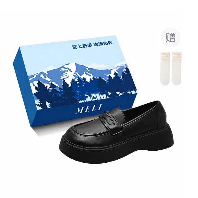 小鹿米利 合成革 英伦风学院风软皮厚底 乐福鞋 女