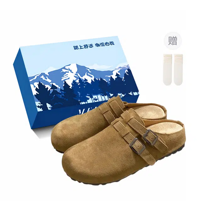 小鹿米利 勃肯鞋一脚蹬百搭通勤包头拖鞋 女