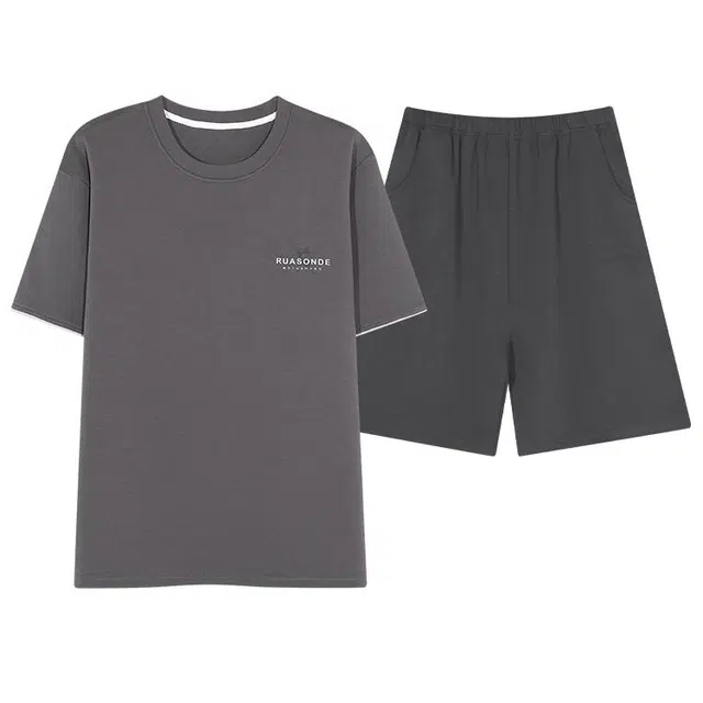 好福份 休闲简约风纯棉圆领套头睡衣套装 男款 图片色