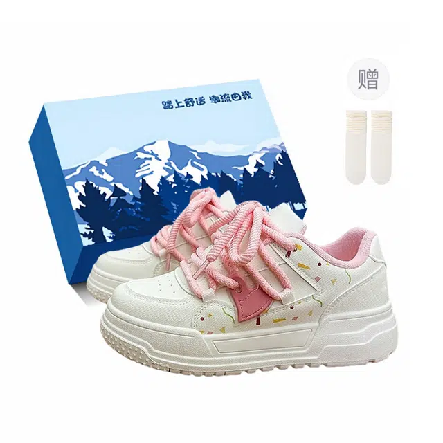 小鹿米利 合成革 小众厚底学生百搭休闲运动可爱 包裹性防滑 低帮 板鞋 女款