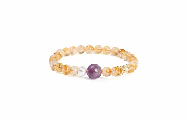 迎百宝 招财进宝九紫离火运紫 好运 新中式发财事业顺石星座守护转运黄塔晶 黄水晶 手串 男女同款情侣款