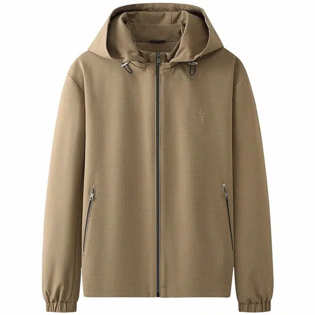 与狼共舞 格纹肌理感休闲抗皱防风可拆卸连帽夹克外套 男款