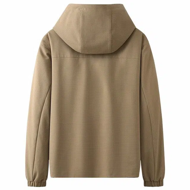 与狼共舞 格纹肌理感休闲抗皱防风可拆卸连帽夹克外套 男款