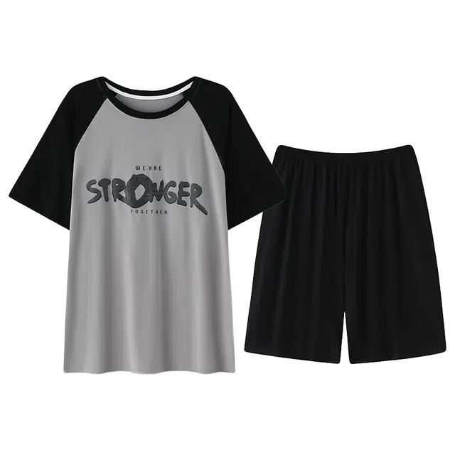 好福份 凉感舒适休闲短袖五分裤睡衣套装 男款 图片色