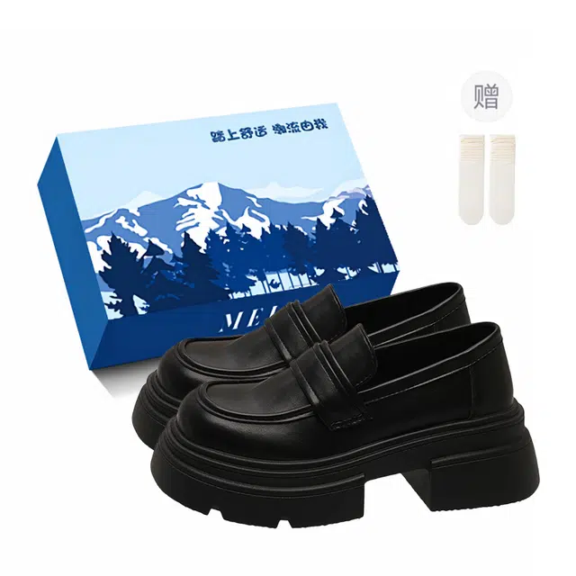 小鹿米利 英伦风学院风厚底增高百搭一脚蹬 乐福鞋 女