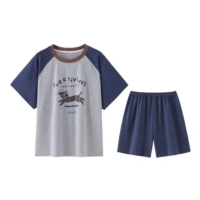 欧诗帛 韩版甜美舒适短袖休闲家居服睡衣套装 女款 图片色