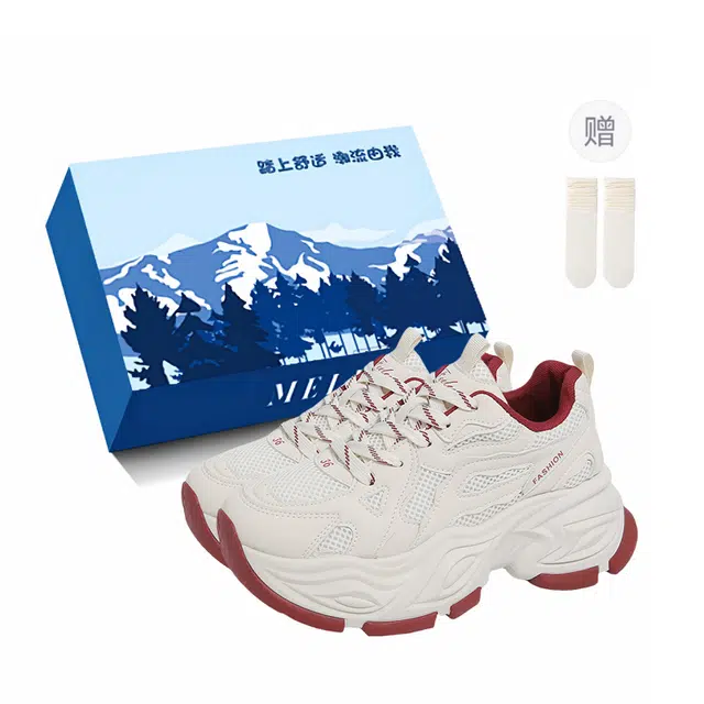 小鹿米利 厚底时尚百搭圆头显脚小复古休闲运动 防滑耐磨包裹性增高 低帮 老爹鞋 女