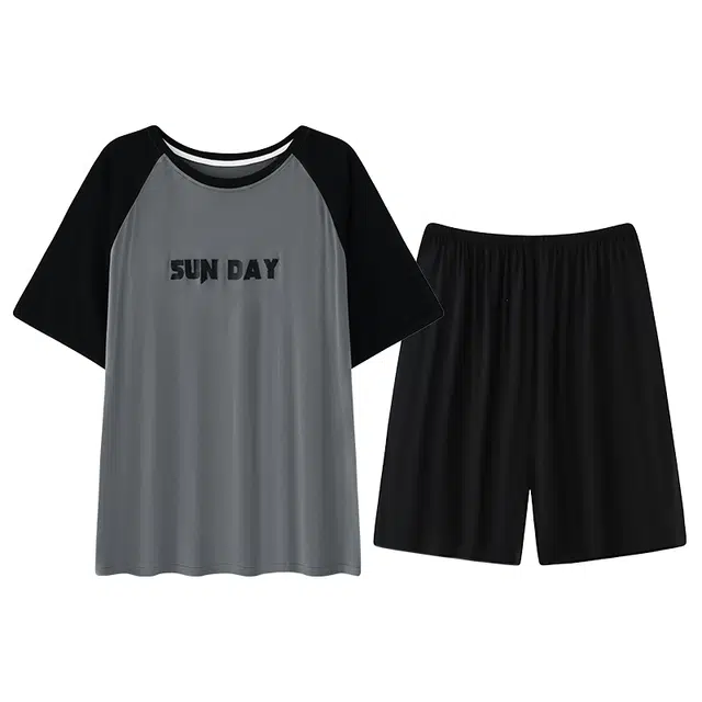 好福份 字母休闲凉感短袖五分裤睡衣套装 男款 图片色