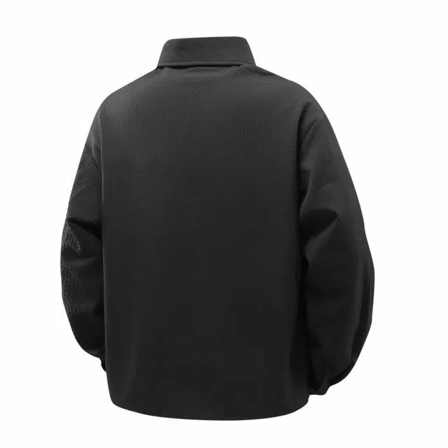 雅鹿 美式高街纯色简约基础款设计感高级翻领单排扣百搭宽松夹克外套 男女同款 黑色