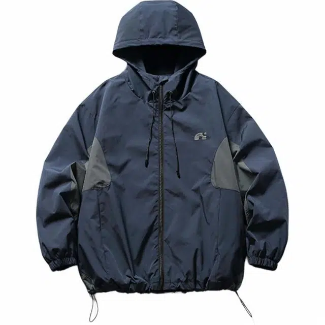 雅鹿  美式连帽百搭拉链  防风透气耐磨冲锋衣 男款