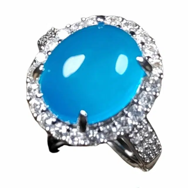 识恩 宝石蓝简约精致轻奢复古国风气质优雅小众清冷高级感白月光女神#好运 玉髓 戒指 女款