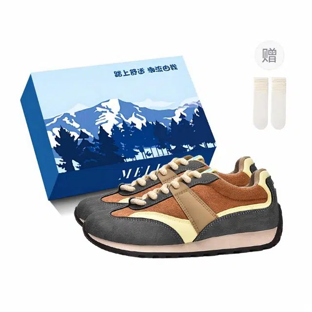 小鹿米利 合成革 小众运动百搭 时尚潮流 复古 防滑耐磨包裹性 低帮 生活休闲鞋 女