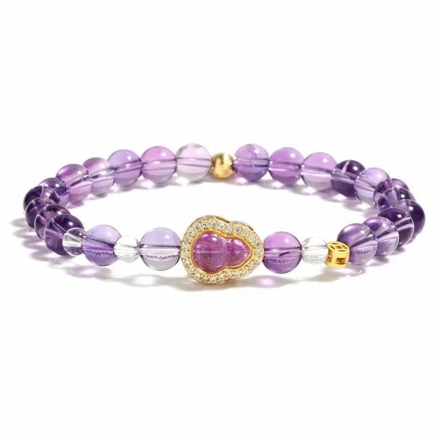 星珍思 紫气东来新中式轻奢小众高级感转运葫芦串珠手饰  一夜暴富多财多福紫定发财#好运 紫水晶 手串 女款
