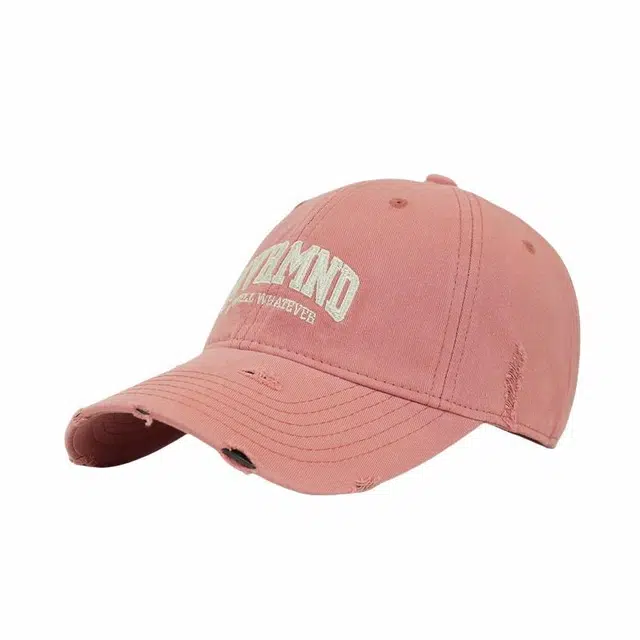 钓鱼熊 美式字母个性软顶 潮牌做旧破洞街头显脸小遮阳 棉 鸭舌帽 男女同款情侣款