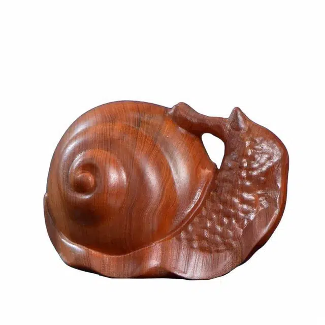 仙友 太行雕蜗牛文玩红木摆件实木工艺品安居乐业挂饰有车有房精致雕刻高档工艺独特设计 柏木 手把件 男女同款情侣款