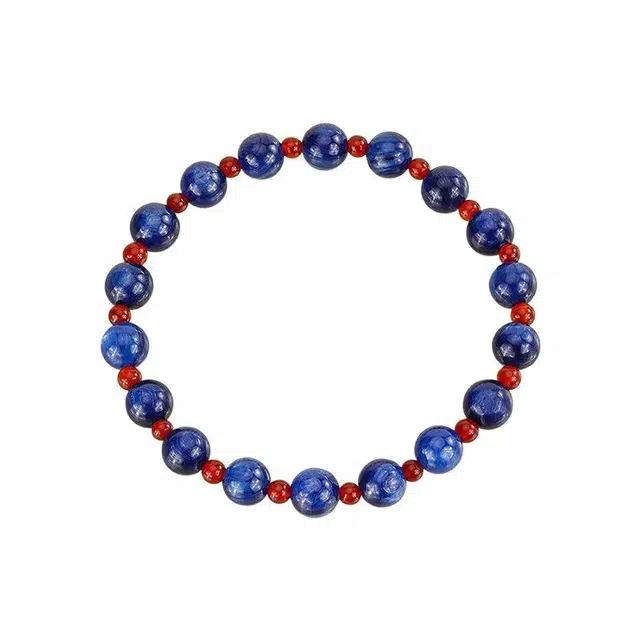 【吸金玄学】 指尖瑰宝 蒂奇亚实拍天然蓝晶石 新中式国风高级感文玩 女神出游必备显白单圈 玛瑙 手串 男女同款情侣款