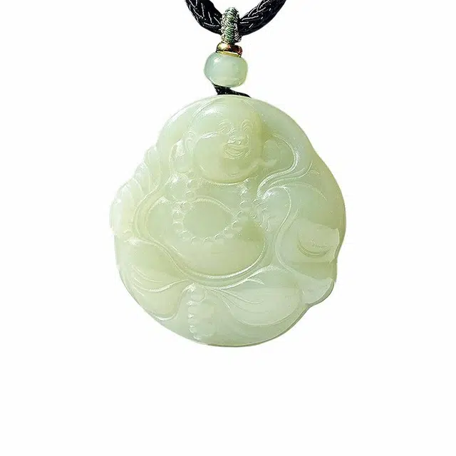 舒杰 中国风时尚百搭本命佛公 和田玉项链 青白玉 男女同款情侣款