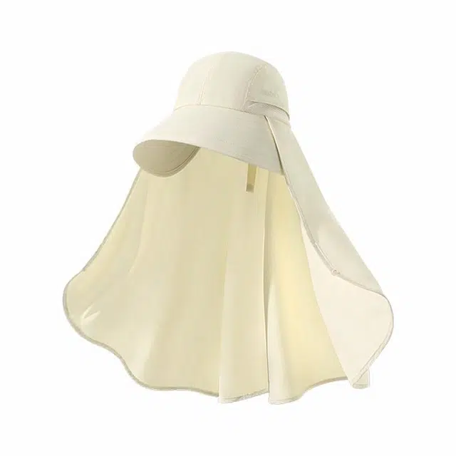 【可扎马尾】 南极人 夏季全方位披肩一体遮阳帽子护肩防紫外线户外骑车露营出游采茶大帽檐遮脸太阳帽 涤纶 防晒帽 女款