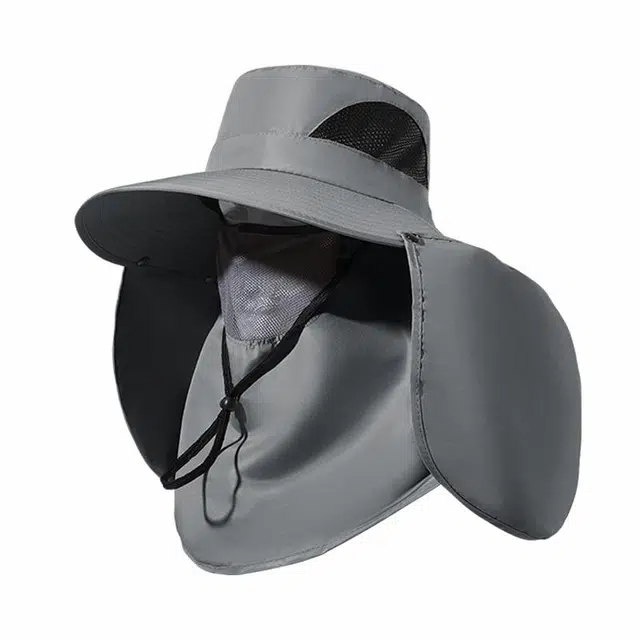 浪莎 护颈面罩一体式披肩防紫外线户外出行登山钓鱼宽帽檐遮阳轻薄款速干 聚酯纤维 防晒帽 男款