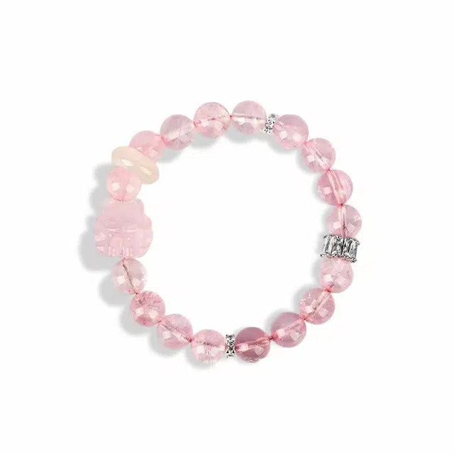 希遇 粉樱絮语  温柔大方端庄 #好运  日常通勤百搭 粉水晶 手串 男女同款情侣款