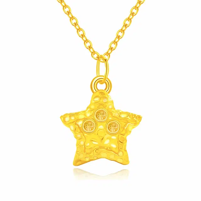 老凤祥 璀璨星光 五角星双面可戴 轻奢高级感小众设计锁骨链 简约百搭 足金 一口价 黄金吊坠 女款