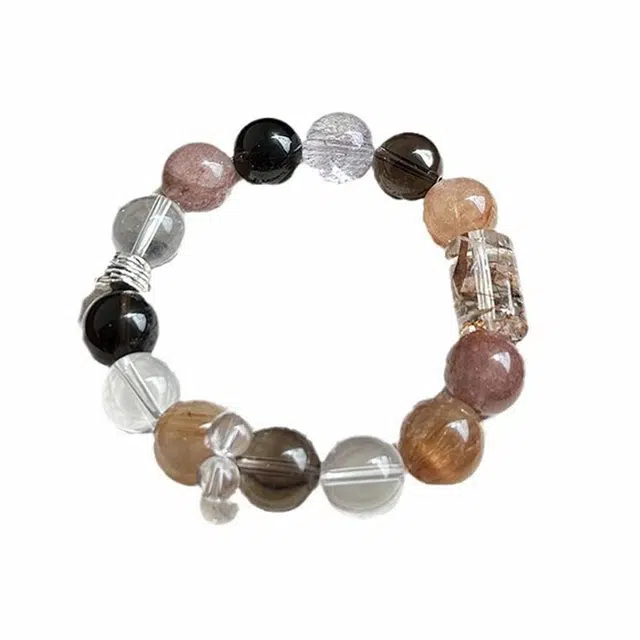 龙弗 【全脉轮守护】净化思维稳定情绪吸引贵人新中式能量结界三晶共舞消除负能量提升运气顺风顺水好运饰品 白水晶 手串 女款