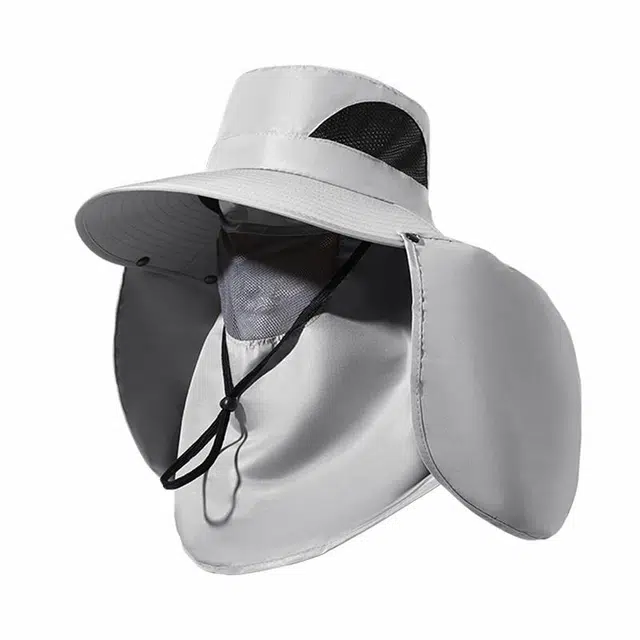 南极人 遮阳帽子夏季防紫外线遮脸护颈大帽檐渔夫帽可拆卸面罩户外钓鱼登山防虫透气太阳帽 聚酯纤维 防晒帽 男女同款情侣款