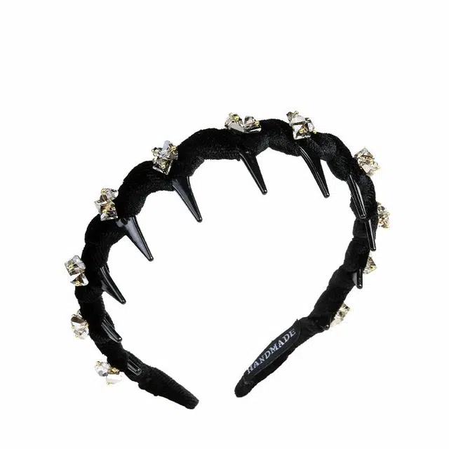 左欧 蓬松高颅顶带齿防滑波浪高级感时尚洋气显脸小头箍 布艺 发箍 女款