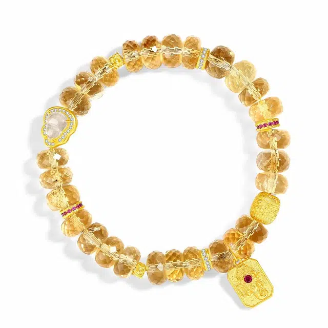 【普陀山官方已过香】 普陀山文创 金葫芦 八方来财 纳福招财 财源滚滚 旺财运 黄水晶 手串 女款