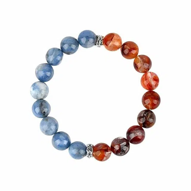 陌阡雪 国潮冰与火小众设计系列 魔童闹海之灵珠/魔丸 红胶花 高级感简约手饰#好运 水晶 玉石手串 男女同款情侣款