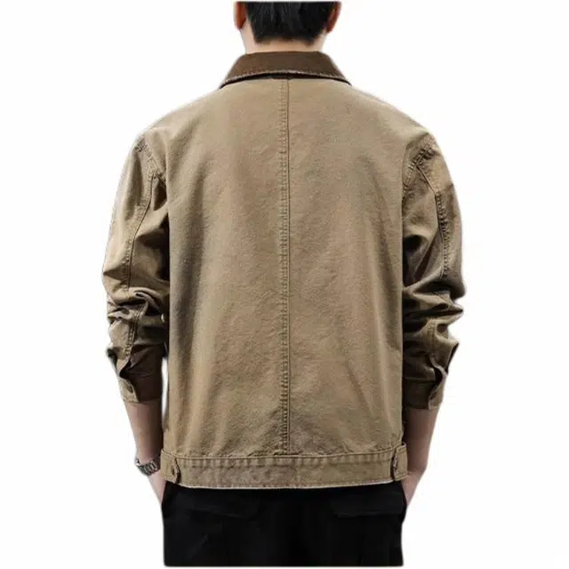 雅鹿 春季复古翻领水洗休闲夹克外套 男款