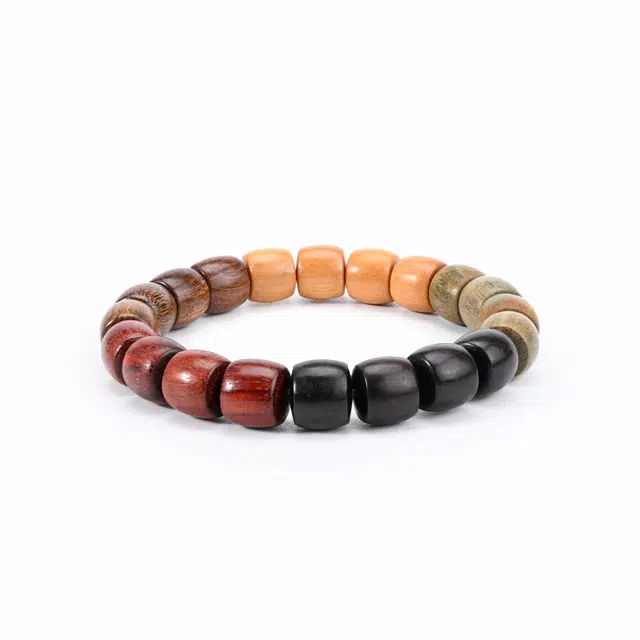 天纵 民族风简约佛珠手饰品  国风多宝多福转运 新中式五拼国潮个性开运盘串念珠 檀木 木作手串 男女同款情侣款