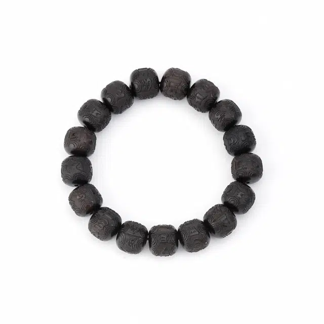 京华录 国潮新中式 六字真言 招财纳福转运珠 平安如意 诸事顺意 手持文玩佛珠 黑檀 手串 男女同款情侣款