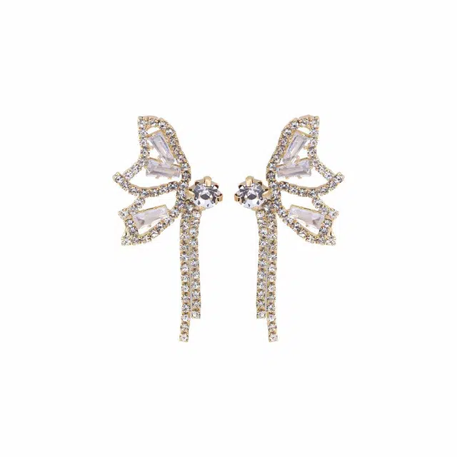 前方大荒野 镶钻流苏蝴蝶森系小清新灵动甜美可爱优雅迷人时尚小众设计轻奢高级感日常百搭个性精致时髦 锆石 耳环 女款