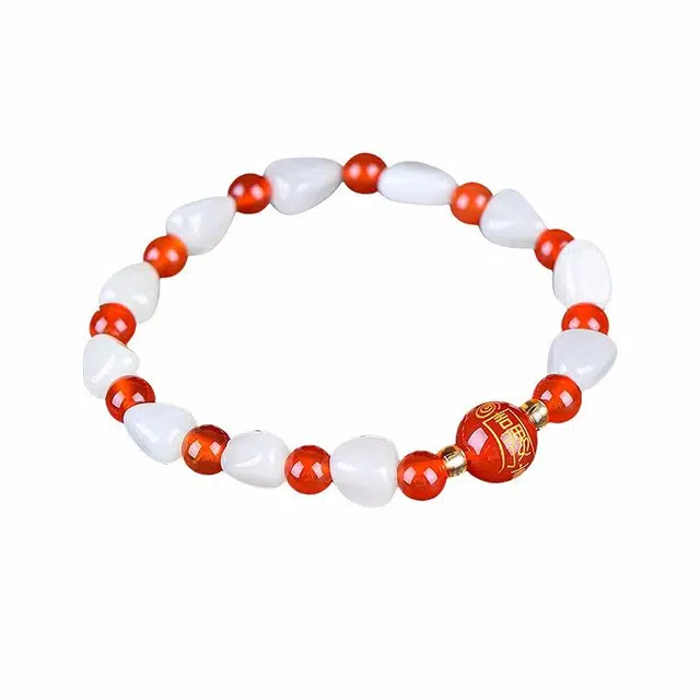 舒杰 小众百搭国风款化太岁转运珠随型 和田玉手串 白玉/青白玉 男女同款情侣款