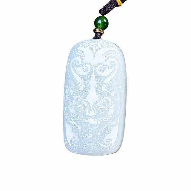 舒杰 经典国风吉祥仿古兽牌 和田玉项链 白玉/青白玉 男女同款情侣款
