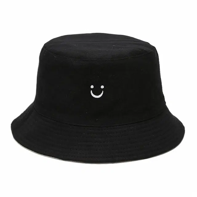 浪莎 笑脸双面戴街头潮流盆帽户外出游运动风防晒遮阳大头围显脸小水桶帽 棉 渔夫帽 男女同款情侣款