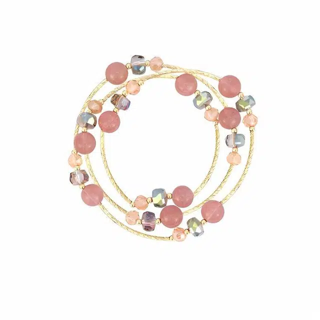 【旺姻缘】 指尖瑰宝 轻奢高级感 新中式多巴胺招桃花#好运 多圈叠戴 草莓晶 水晶手链 女款