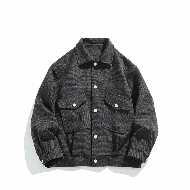 雅鹿 美式复古潮流小香风休闲百搭慵懒风大口袋重磅长袖开扣夹克 男女同款