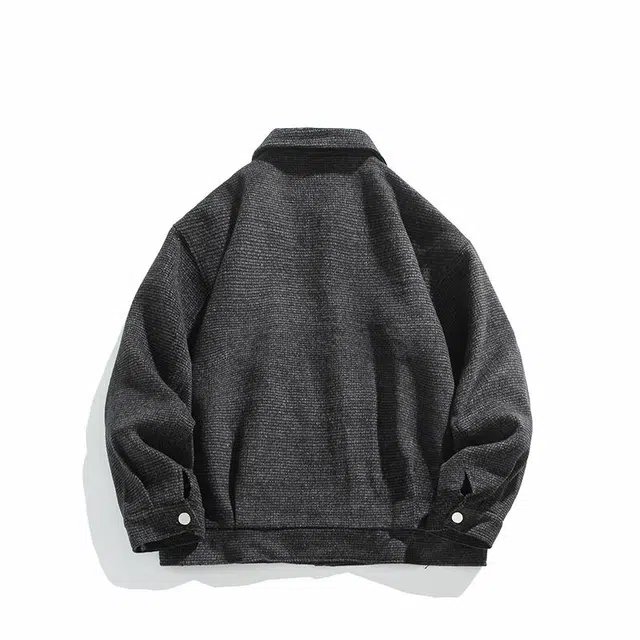 雅鹿 美式复古潮流小香风休闲百搭慵懒风大口袋重磅长袖开扣夹克 男女同款