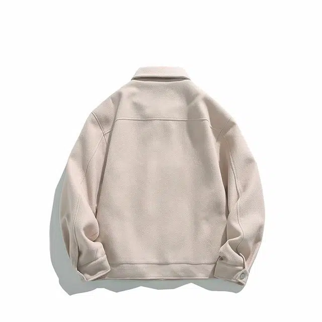 雅鹿 美式复古潮流简约个性拼缝山系户外运动毛呢翻领休闲宽松百搭长袖拉链夹克 男女同款