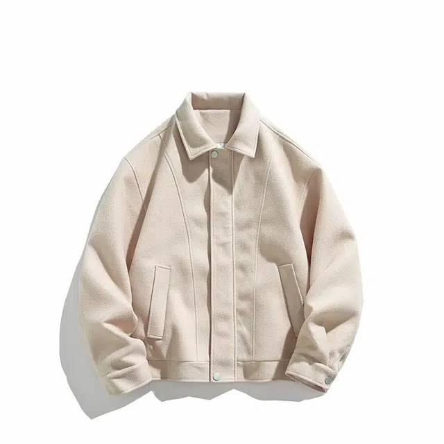 雅鹿 美式复古潮流简约个性拼缝山系户外运动毛呢翻领休闲宽松百搭长袖拉链夹克 男女同款