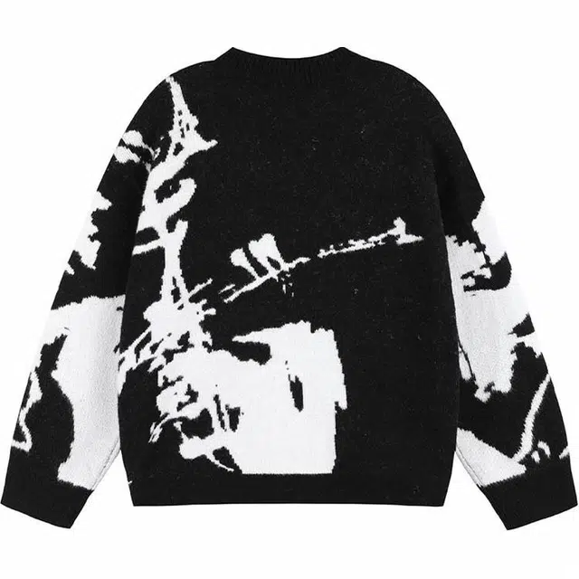 极限涡轮 美式渐变蝴蝶仿貂毛小众设计感图案开衫针织衫 男女同款