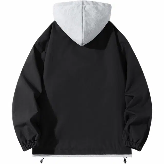 雅鹿 假两件美式复古基础款宽松百搭防水防水通勤学院风休闲连帽教练飞行夹克外套 男女同款