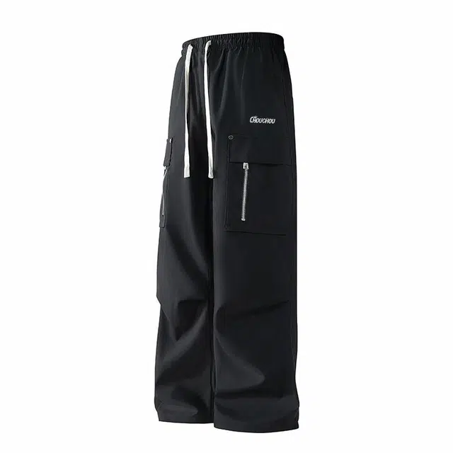 周同学 宽松字母阔腿百搭休闲裤 男女同款