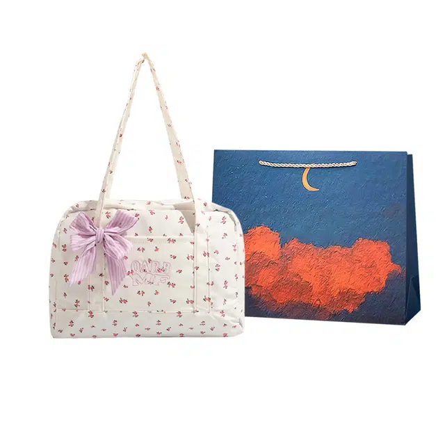 爱尔绅特 小众时尚休闲通勤 帆布 单肩手提包 女款 白色带丝巾