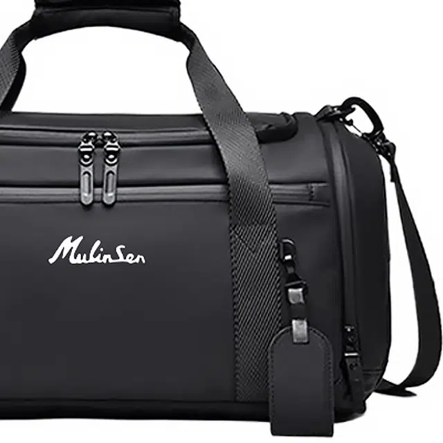 木林森 大号大容量多功能通勤出行干湿分离鞋仓时尚潮流百搭运动健身包 牛津布 旅行包手提包斜挎包 男女同款情侣款 黑色/灰色